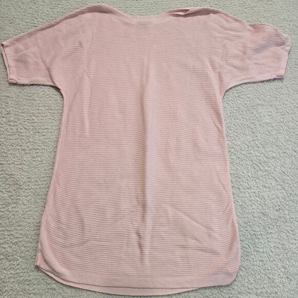 Talbots Short Sleeve Ribbed Knit Top Sweater Sz M Pink Minimalist Capsule - Picture 1 of 9